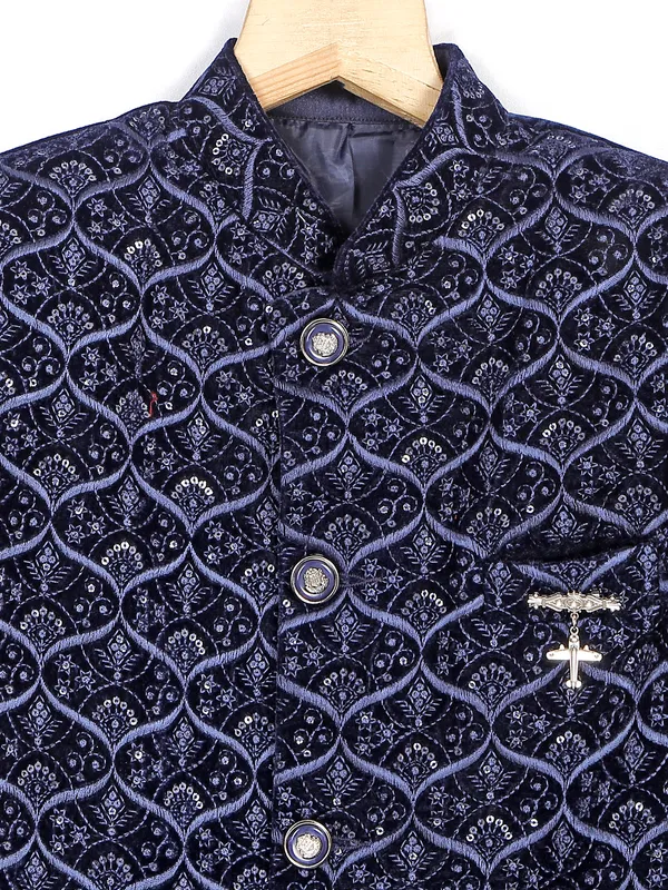 Classy navy velvet indowestern