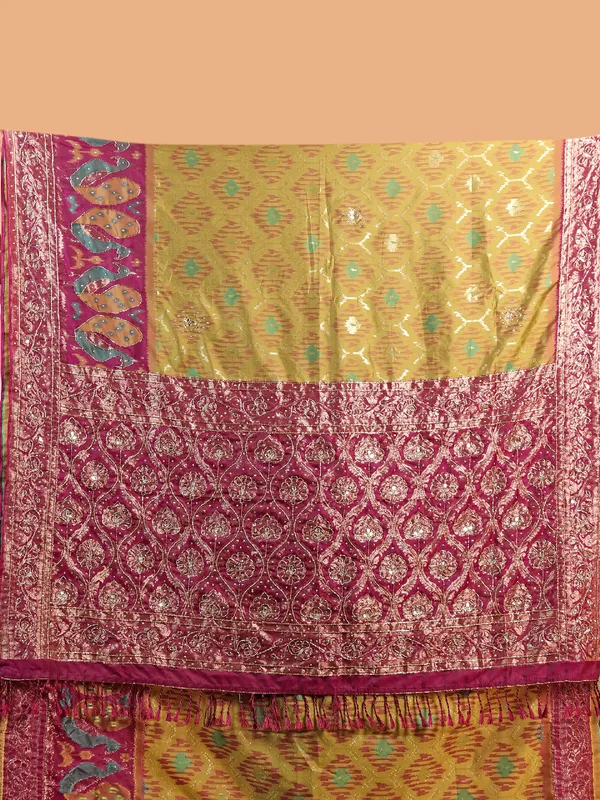 Classy olive printed silk saree