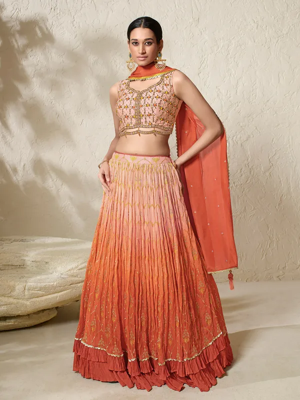 Classy peach shaded lehenga choli