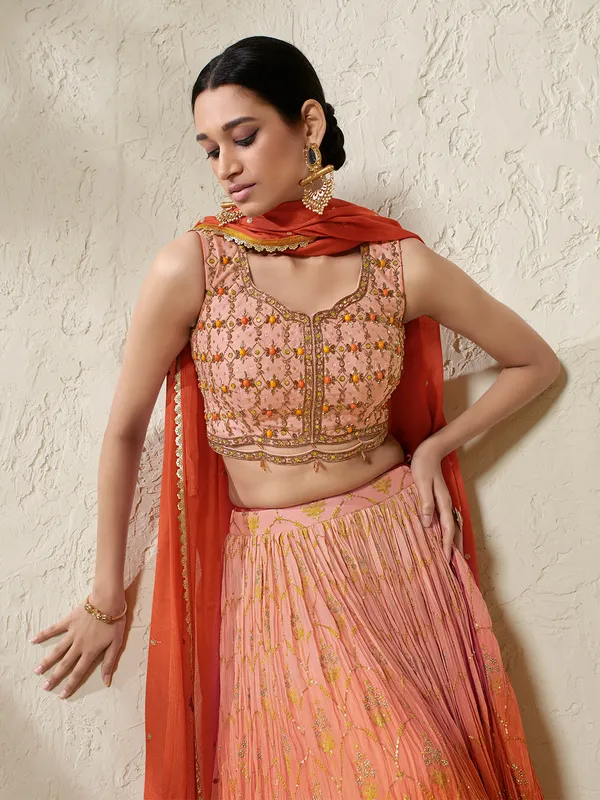 Classy peach shaded lehenga choli