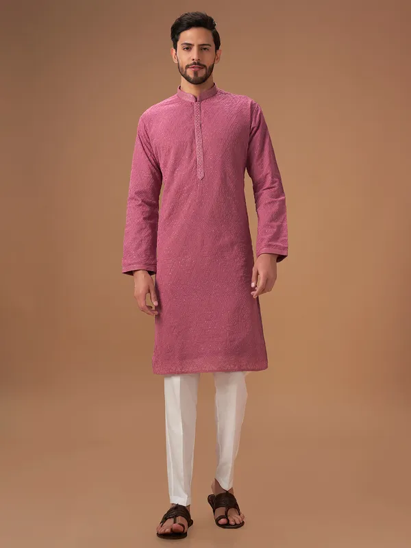 Classy pink georgette kurta suit