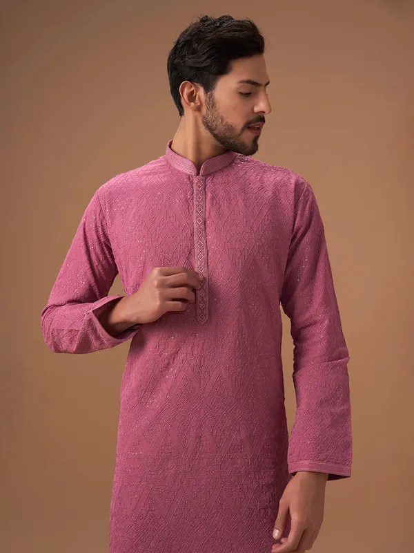 Classy pink georgette kurta suit