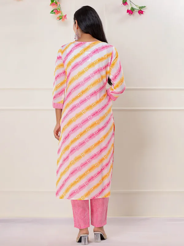 Classy pink printed kurti set with dupatta