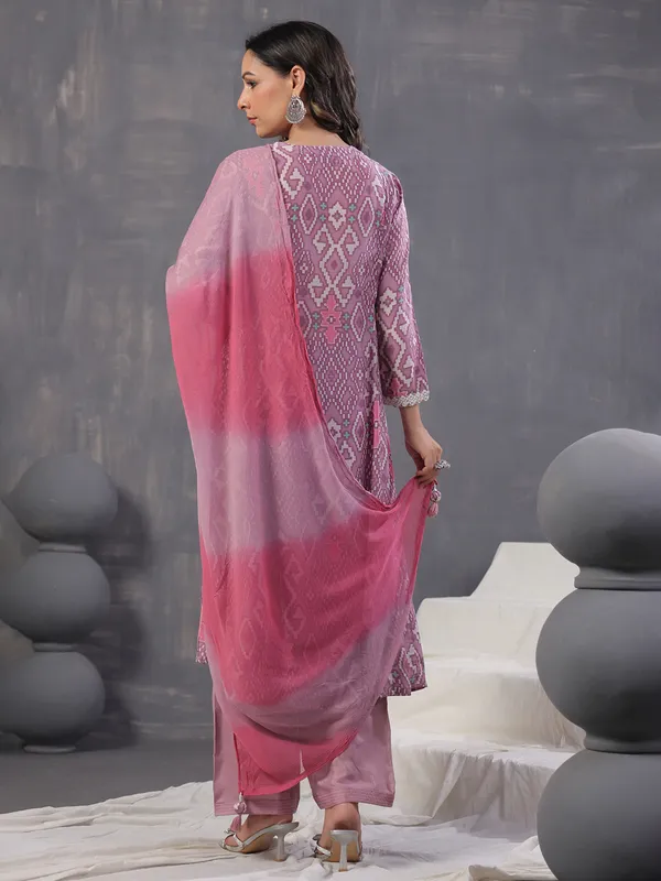 Classy purple cotton printed kurti set