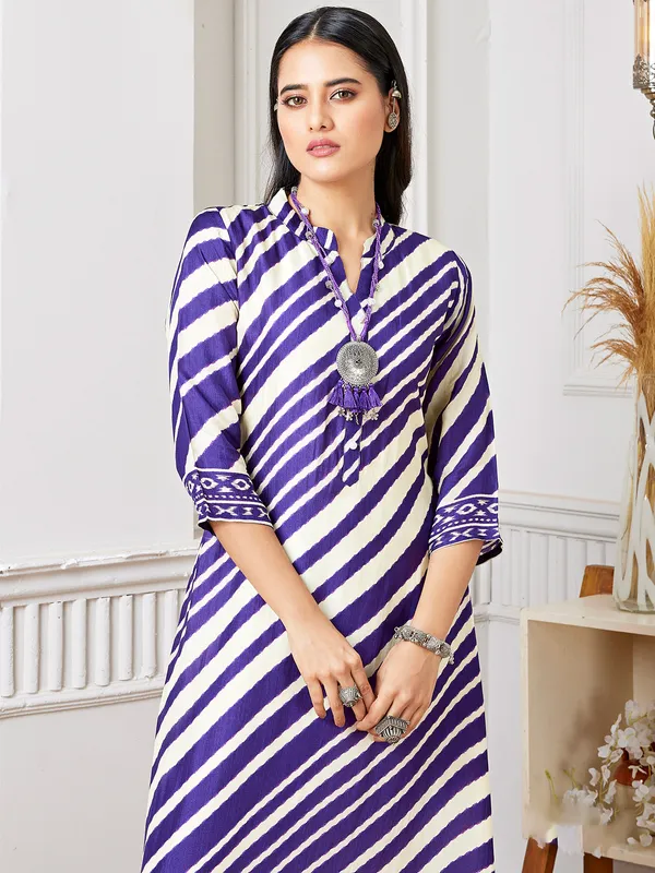 Classy purple russian silk kurti set