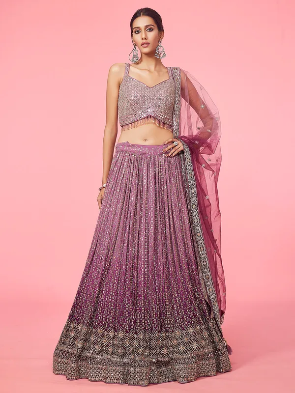 Classy purple shaded georgette lehenga choli