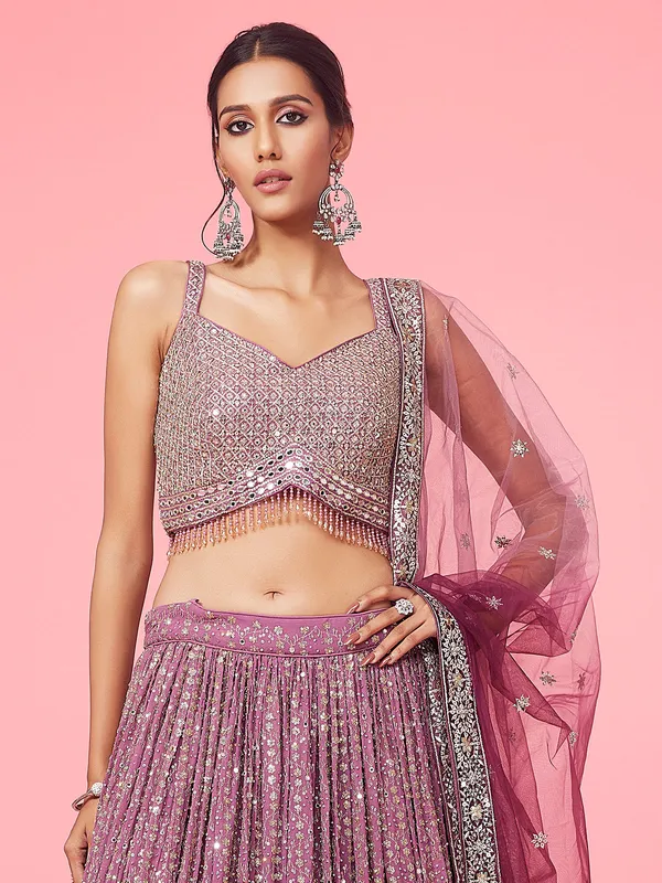 Classy purple shaded georgette lehenga choli