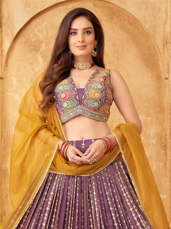 Classy purple silk lehenga choli