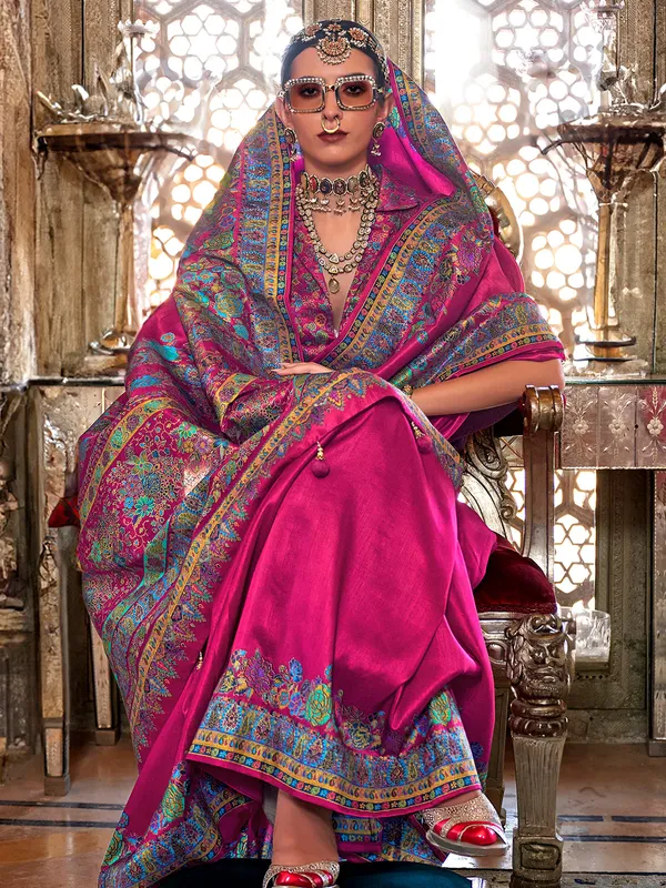 Classy rani color saree in viscose