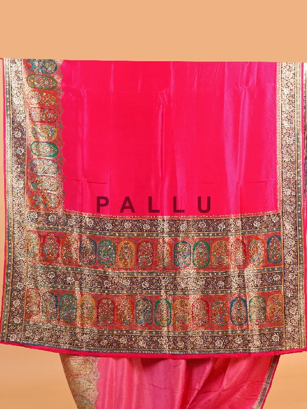 Classy rani color silk saree for wedding