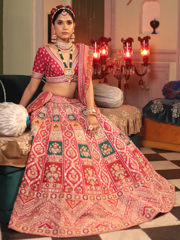 Classy raw silk lehenga choli in magenta