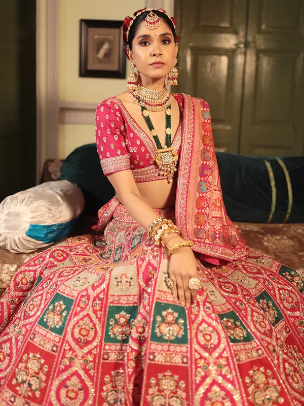 Classy raw silk lehenga choli in magenta
