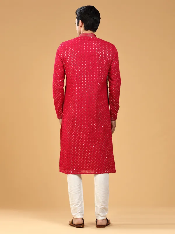 Classy red georgette kurta suit