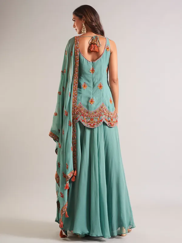 Classy sage green georgette salwar suit