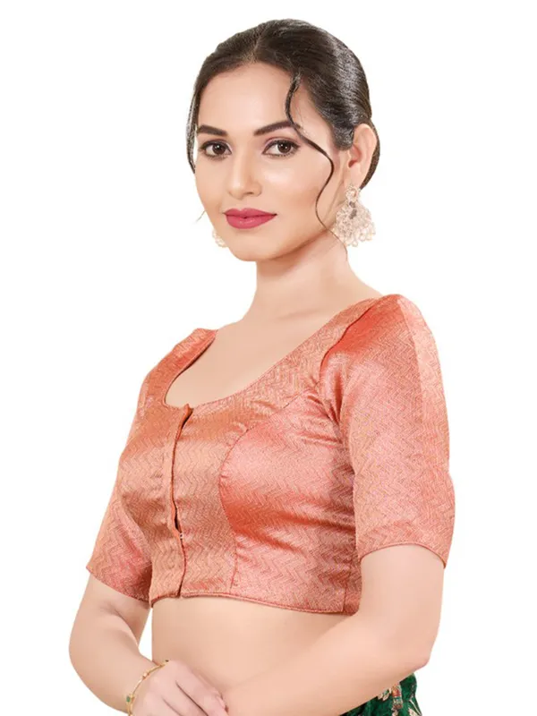 Classy silk peach ready made blouse