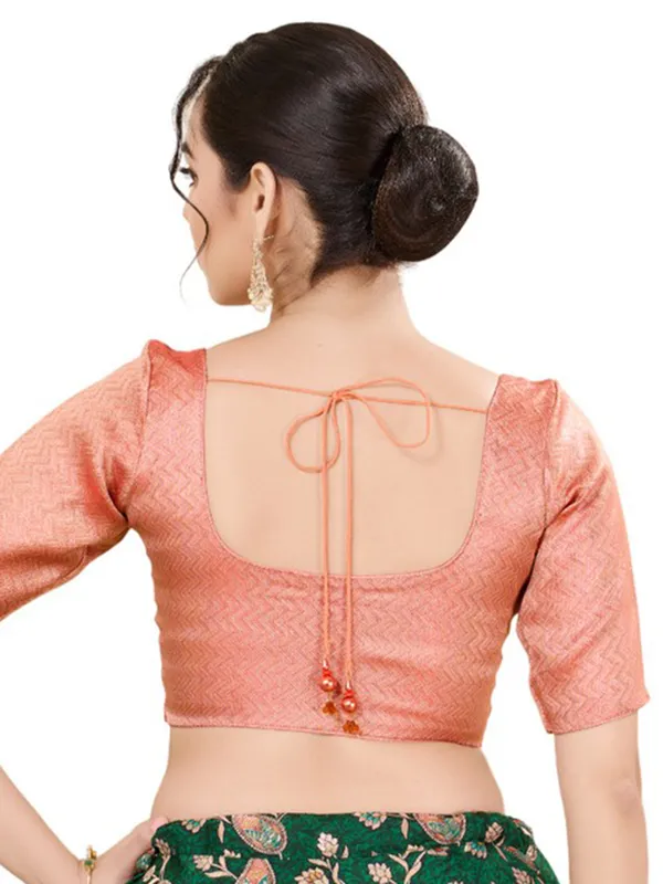 Classy silk peach ready made blouse
