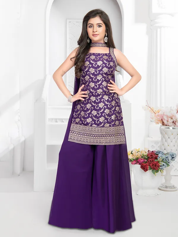 Classy silk purple palazzo set