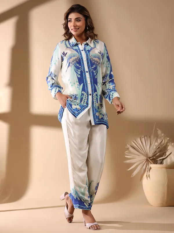 Classy white and blue co-ord set