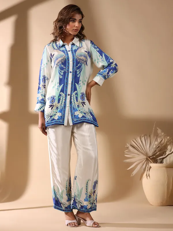 Classy white and blue co-ord set