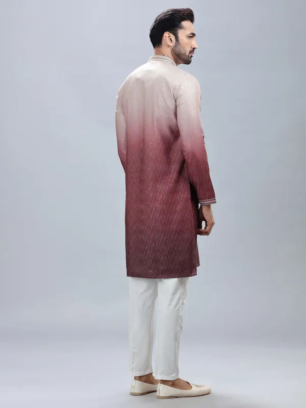 Classy wine georgrette kurta set for men