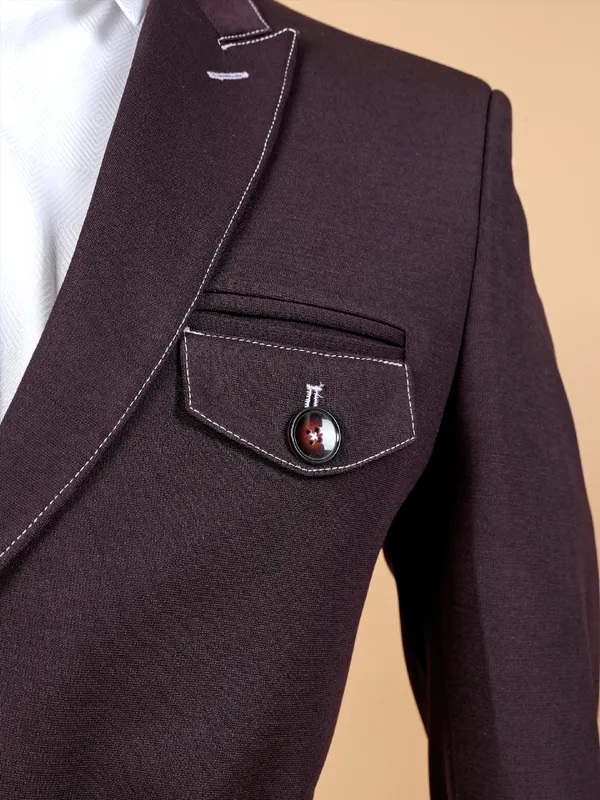 Classy wine terry rayon blazer for men