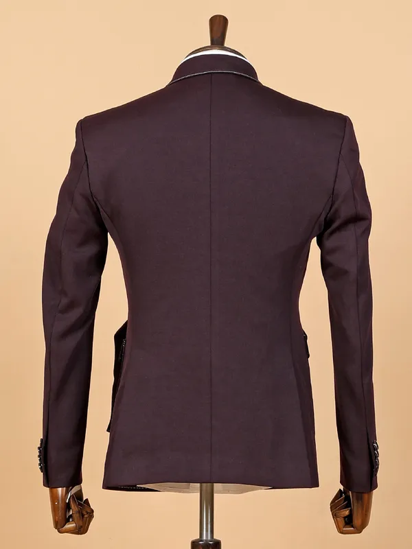 Classy wine terry rayon blazer for men