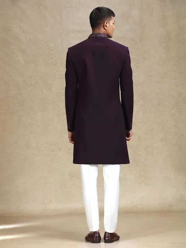Classy wine terry rayon simple indo western