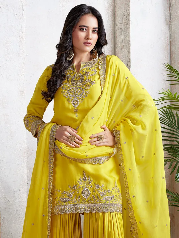 Classy yellow sharara salwar suit