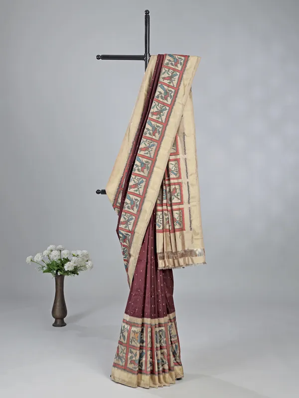 Coffee color haidrabadi silk saree for festive
