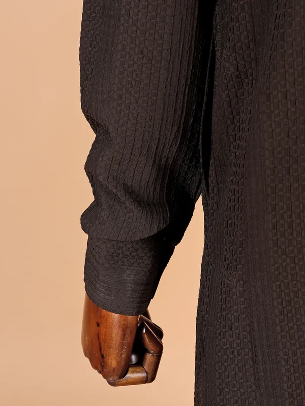 Coffee cotton silk kurta suit for men