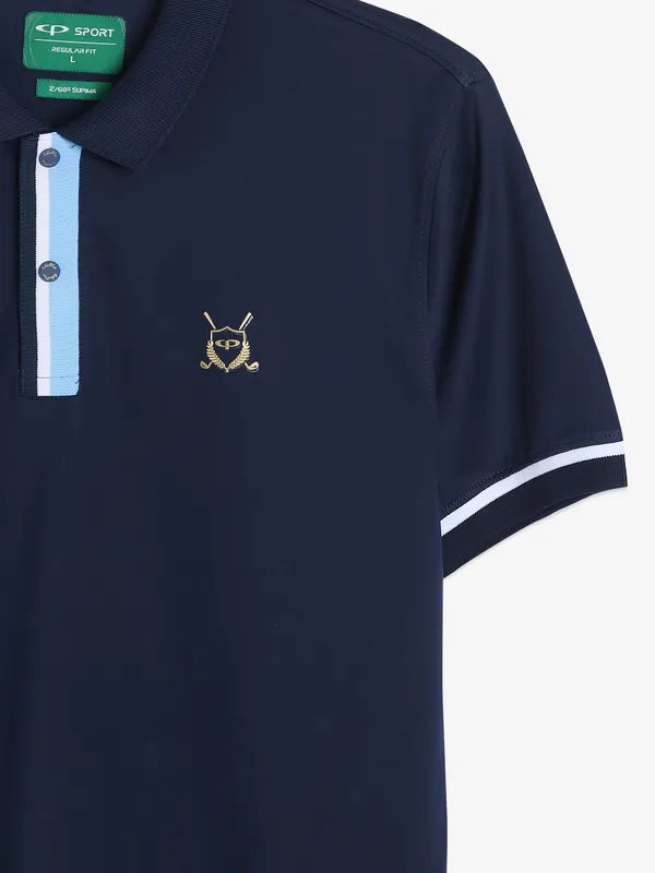 COLORPLUS cotton navy half sleeves t-shirt