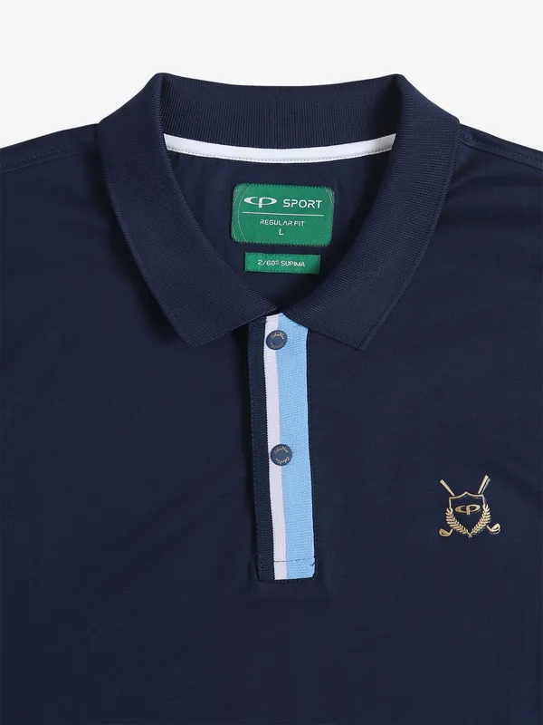 COLORPLUS cotton navy half sleeves t-shirt