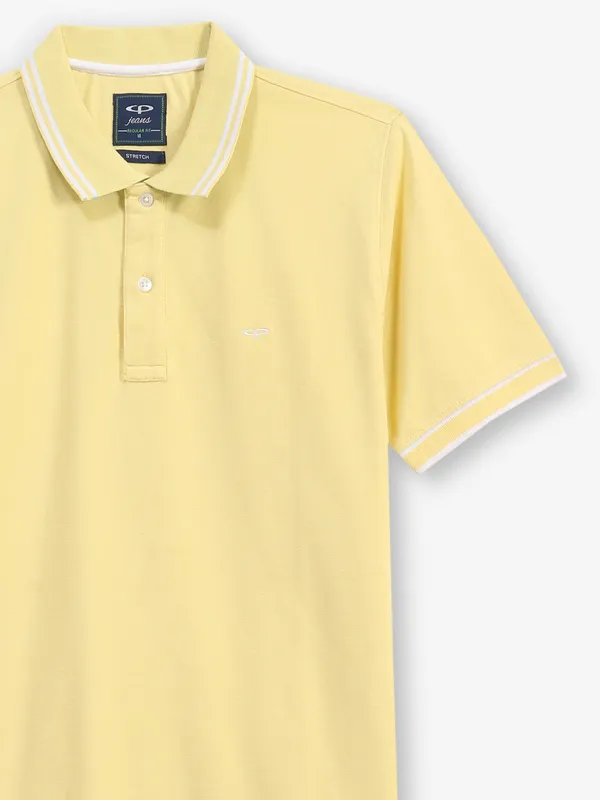 COLORPLUS lemon yellow cotton polo t-shirt