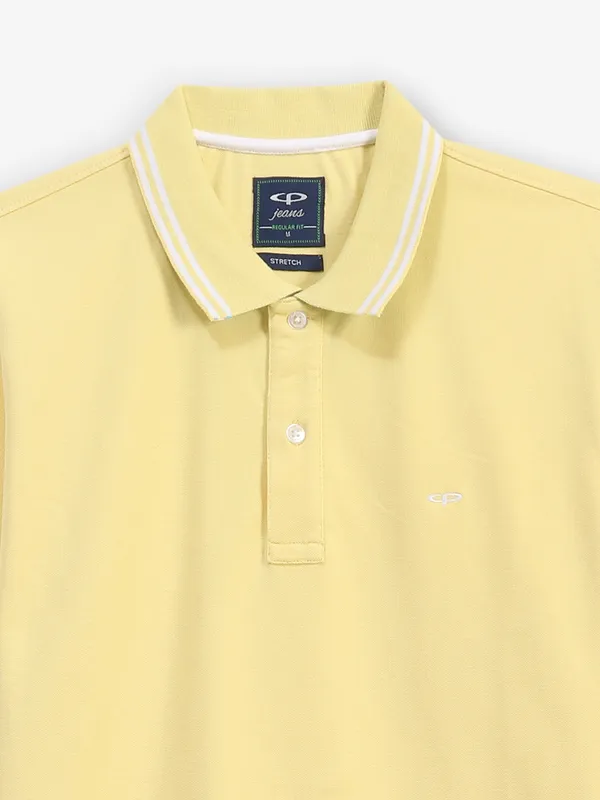 COLORPLUS lemon yellow cotton polo t-shirt