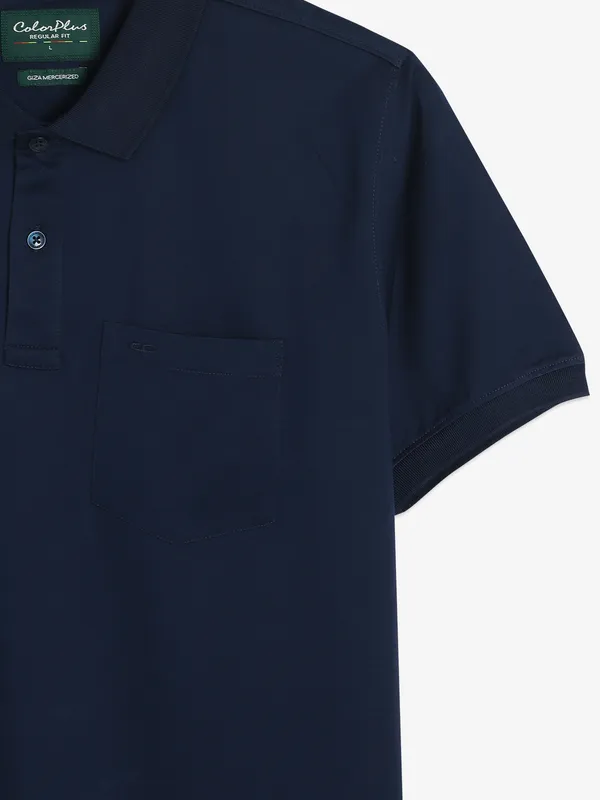 COLORPLUS navy plain cotton t-shirt