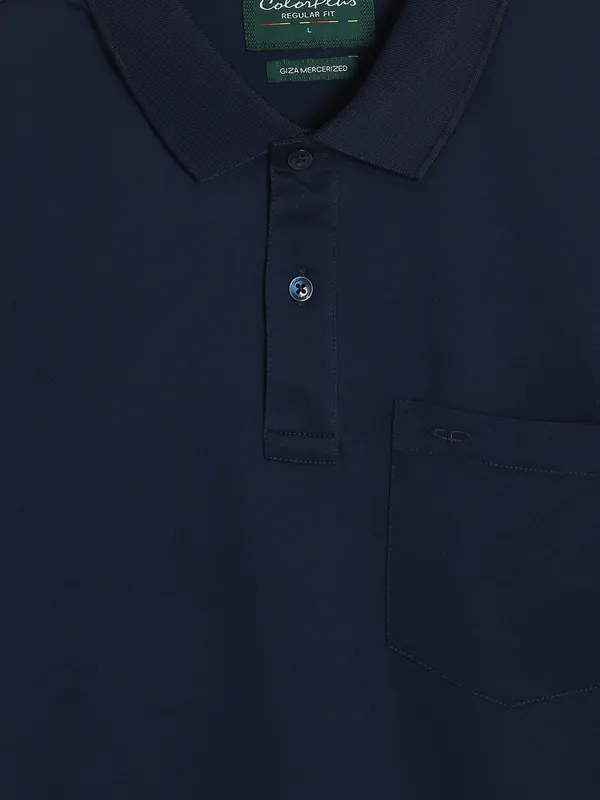 COLORPLUS navy plain cotton t-shirt