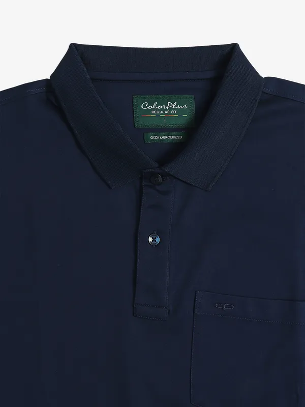 COLORPLUS navy plain cotton t-shirt