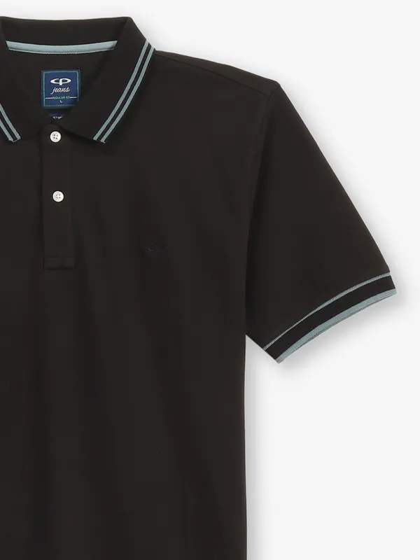 COLORPLUS plain black cotton t-shirt