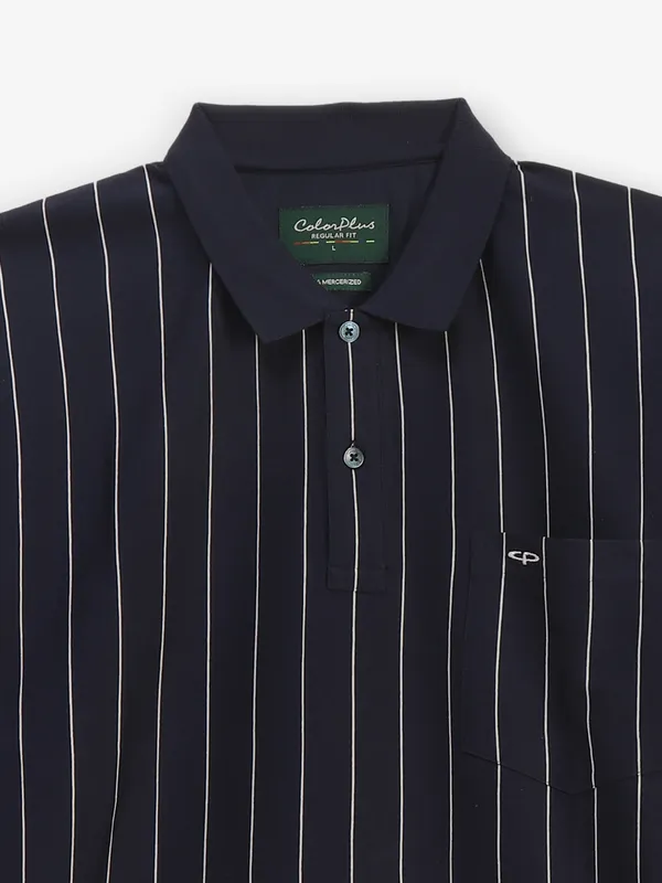 COLORPLUS stripe navy cotton t-shirt