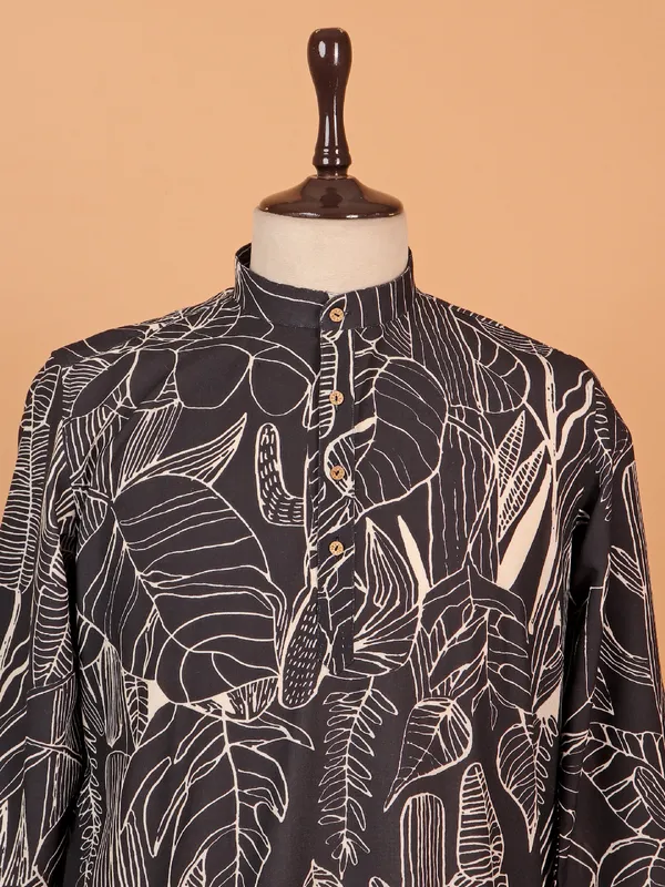 Comfertable black cotton silk kurta set