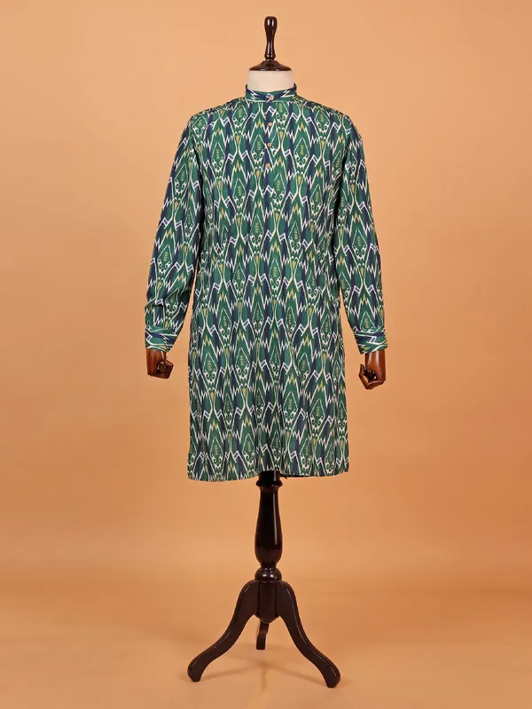 Comfortable green printed kurta set