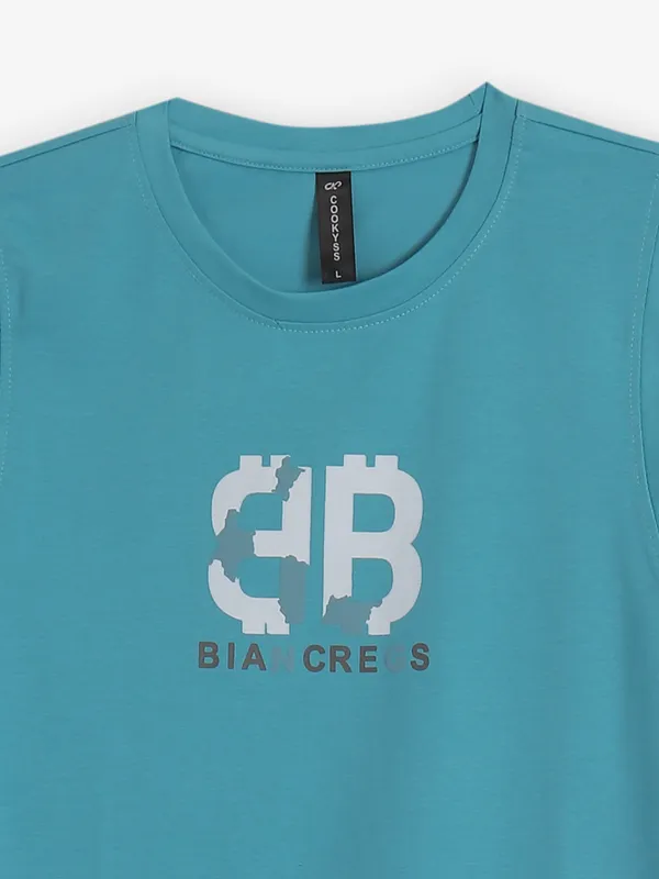COOKYSS aqua color block t-shirt