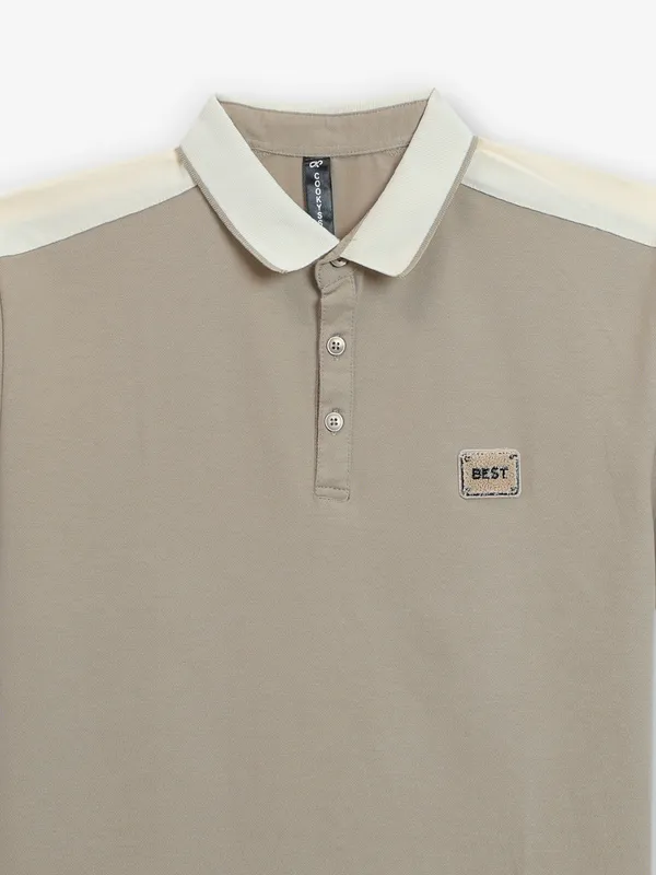 COOKYSS beige casual cotton t-shirt