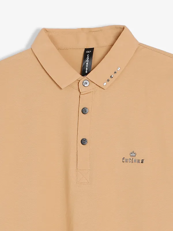 Cookyss beige plain polo t shirt