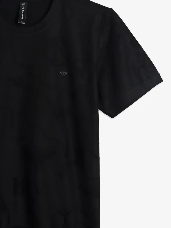 Cookyss black printed casual t-shirt