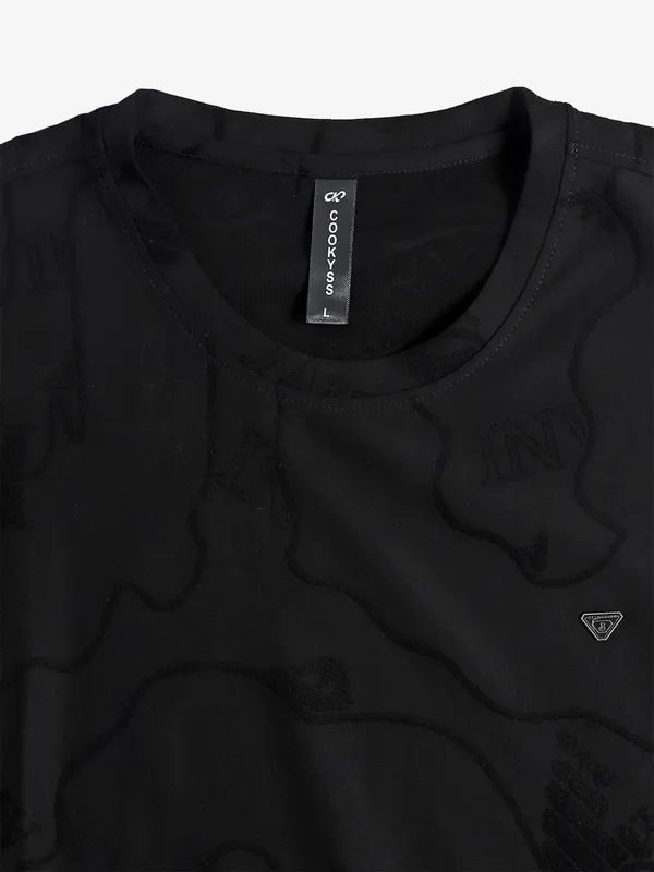 Cookyss black printed casual t-shirt