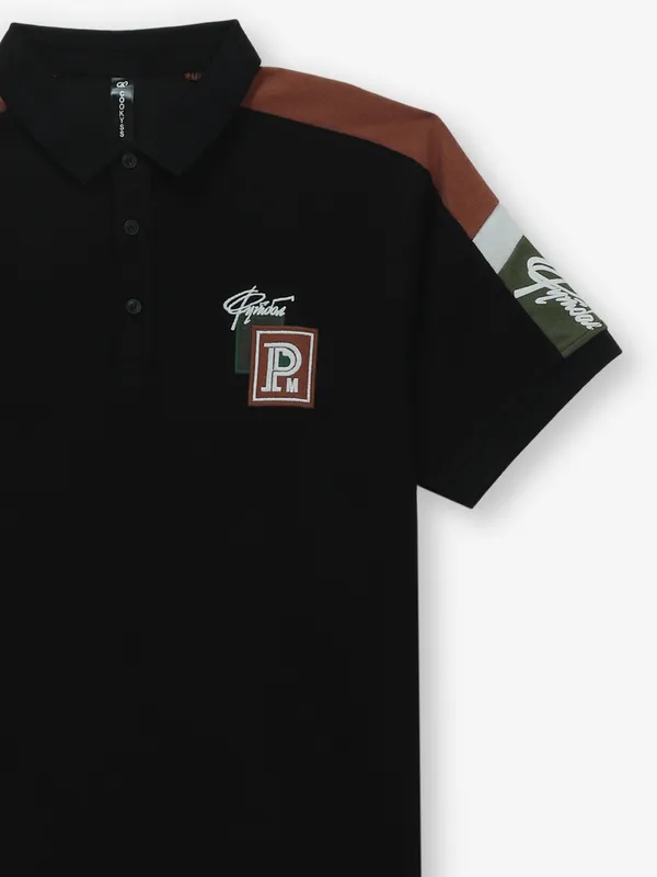 COOKYSS black printed cotton silk t-shirt
