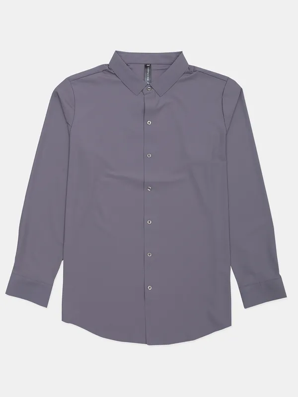 Cookyss casual wear men poly cotton plain shirt in light grey