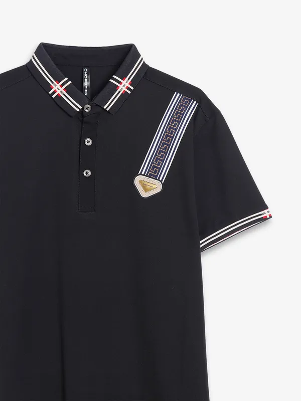 Chopstic cotton black polo t shirt
