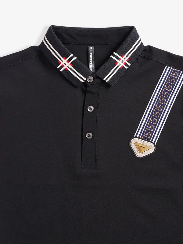 Chopstic cotton black polo t shirt